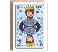 Hippowarehouse King of Dads father's day Happy Birthday Personalised Card A6 with envelope for him for her Funny Cards for Men and Women Blank inside option