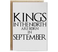 Hippowarehouse Kings In The North Are Born In September Birthday Card A5 Personalised with envelope for him for her Funny Cards for Men and Women Blank inside option