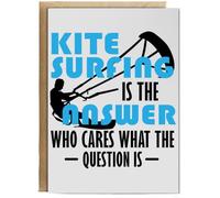 Hippowarehouse Kitesurfing is the answer who cares what the question is Birthday Card A5 Personalised with envelope for him for her Funny Cards for Men and Women Blank inside option