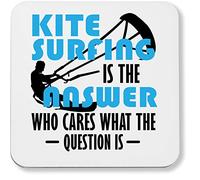 Hippowarehouse Kitesurfing is the answer who cares what the question is printed coaster gloss finish durable backing 9cm x 9cm 2 pack