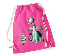 Hippowarehouse Knight Boy holding Green Watercolour Dragon Drawstring Cotton School Gym Bag 37cm x 46cm, 12 litres