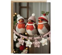 Hippowarehouse Knitted 3 little robins Personalised Card A5 with envelope for him for her Funny Cards for Men and Women Blank inside option