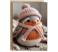 Hippowarehouse Knitted robin Personalised Card A5 with envelope for him for her Funny Cards for Men and Women Blank inside option