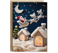 Hippowarehouse Knitted santa on his sleigh Personalised Card A6 with envelope for him for her Funny Cards for Men and Women Blank inside option