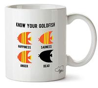 Hippowarehouse Know Your Goldfish Happiness Sadness Anger Dead Printed Mug Cup Ceramic 10oz