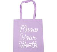 Hippowarehouse Know your worth Tote Shopping Gym Beach Bag 42cm x38cm, 10 litres
