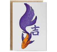 Hippowarehouse Koi carp good luck - tattoo Birthday Card A5 Personalised with envelope for him for her Funny Cards for Men and Women Blank inside option