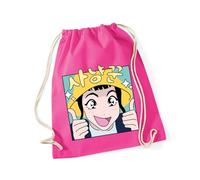 Hippowarehouse Kpop Movie Cute Anime Hunter Girl with Yellow Bucket Hat Drawstring Cotton School Gym Bag 37cm x 46cm, 12 litres