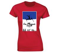 Hippowarehouse La plagne Tarentaise France Skiing Womens Fitted Short Sleeve t-Shirt (Specific Size Guide in Description) Red