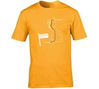 Hippowarehouse Land's End to John O'Groats Route Map Unisex Short Sleeve t-Shirt Gold