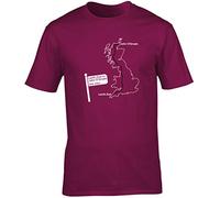 Hippowarehouse Land's End to John O'Groats Route Map Unisex Short Sleeve t-Shirt Maroon