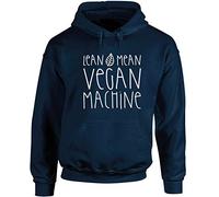Hippowarehouse Lean Mean Vegan Machine Unisex Hoodie Hooded top (Specific Size Guide in Description) Navy Blue