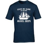 Hippowarehouse Leave Me Alone I'm Building Model Ships Unisex Short Sleeve t-Shirt (Specific Size Guide in Description) Navy Blue