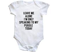 Hippowarehouse Leave me alone I'm only speaking to my puggle today - dog baby vest bodysuit (short sleeve) boys girls