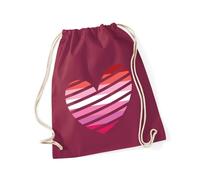 Hippowarehouse Lesbian Community heart Drawstring Cotton School Gym Bag 37cm x 46cm, 12 litres
