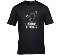 Hippowarehouse Lesbians eat What? LGBT Unisex Short Sleeve t-Shirt (Specific Size Guide in Description) Black