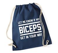 Hippowarehouse Let me know if my biceps get in your way Drawstring Cotton School Gum Kid Bag Sack 37cm x 46cm, 12 litres
