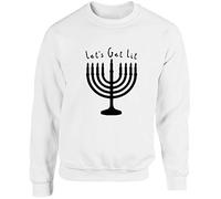Hippowarehouse Let's Get Lit - Hanukkah Unisex Jumper Sweatshirt Pullover (Specific Size Guide in Description)