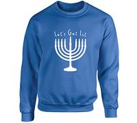Hippowarehouse Let's Get Lit - Hanukkah Unisex Jumper Sweatshirt Pullover (Specific Size Guide in Description) Sapphire Blue