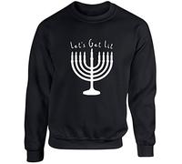 Hippowarehouse Let's Get Lit - Hanukkah Unisex Jumper Sweatshirt Pullover (Specific Size Guide in Description)