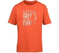 Hippowarehouse Let's Go Fly A Kite Kids Children's Short Sleeve t-Shirt Orange
