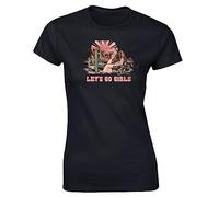Hippowarehouse Let's go Girls Womens Fitted Short Sleeve t-Shirt (Specific Size Guide in Description) Black