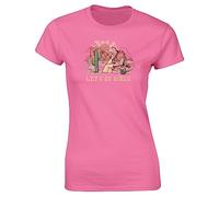 Hippowarehouse Let's go girls womens fitted short sleeve t-shirt (Specific size guide in description) Pink