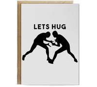 Hippowarehouse Lets hug wrestling Birthday Card A5 Personalised with envelope for him for her Funny Cards for Men and Women Blank inside option