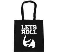 Hippowarehouse lets roll Jiu Jitsu Tote Shopping Gym Beach Bag 42cm x38cm, 10 litres