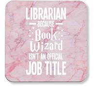 Hippowarehouse Librarian Because Book Wizard Isn't an Official Job Title pack of 2 coasters gloss finish durable backing 9cm x 9cm