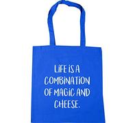 Hippowarehouse Life Is A Combination Of Magic And Cheese Tote Shopping Gym Beach Bag 42cm x38cm, 10 litres