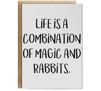 Hippowarehouse Life Is A Combination Of Magic And Rabbits Personalised Card A6 with envelope for him for her Funny Cards for Men and Women Blank inside option