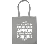 Hippowarehouse Life is a kitchen put on your apron and whip up something incredible Tote Shopping Gym Beach Bag 42cm x38cm, 10 litres