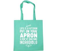 Hippowarehouse Life is a kitchen put on your apron and whip up something incredible Tote Shopping Gym Beach Bag 42cm x38cm, 10 litres