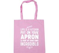 Hippowarehouse Life is a kitchen put on your apron and whip up something incredible Tote Shopping Gym Beach Bag 42cm x38cm, 10 litres