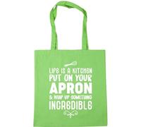 Hippowarehouse Life is a kitchen put on your apron and whip up something incredible Tote Shopping Gym Beach Bag 42cm x38cm, 10 litres