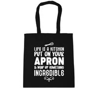 Hippowarehouse Life is a kitchen put on your apron and whip up something incredible Tote Shopping Gym Beach Bag 42cm x38cm, 10 litres