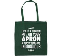 Hippowarehouse Life is a kitchen put on your apron and whip up something incredible Tote Shopping Gym Beach Bag 42cm x38cm, 10 litres