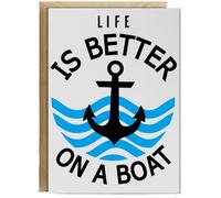 Hippowarehouse Life is better on a boat Birthday Card A5 Personalised with envelope for him for her Funny Cards for Men and Women Blank inside option