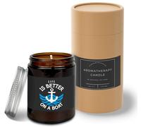Hippowarehouse Life is Better on a Boat Candle Aromatherapy 40hr Scented Gift Set Anxiety Relief Sleep Vegan 200g LG