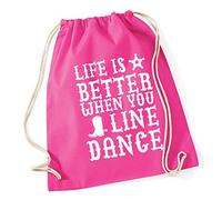 Hippowarehouse Life is better when you line dance Drawstring Cotton School Gym Bag 37cm x 46cm, 12 litres