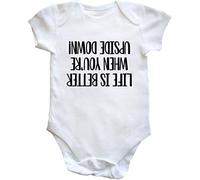 Hippowarehouse Life is better when you're upside down PRINTED UPSIDE DOWN baby vest bodysuit (short sleeve) boys girls