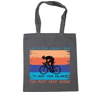 Hippowarehouse Life is like riding a bike to keep your balance you must keep going Tote Shopping Gym Beach Bag 42cm x38cm, 10 litres