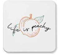 Hippowarehouse Life is peachy line art printed coaster gloss finish durable backing 9cm x 9cm 2 pack