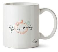 Hippowarehouse Life is Peachy line Art Printed Mug Various Colour Options Ceramic Cup Kitchenware 10oz