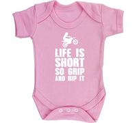 Hippowarehouse Life is short so grip and rip it Motocross baby vest bodysuit (short sleeve) boys girls