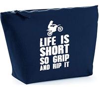 Hippowarehouse Life is short so grip and rip it Motocross printed make up cosmetic wash bag 18x19x9cm