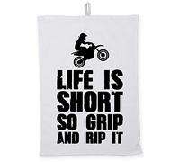 Hippowarehouse Life is short so grip and rip it Motocross Tea Towel Eco Printed Dish Cloth Kitchen accessory 50cmx70cm 100% Cotton