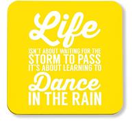 Hippowarehouse Life isn't about waiting for the storm to pass It's about learning to dance in the rain pack of 2 coasters gloss finish durable backing 9cm x 9cm