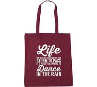 Hippowarehouse Life isn't about waiting for the storm to pass It's about learning to dance in the rain Tote Shopping Gym Beach Bag 42cm x38cm, 10 litres